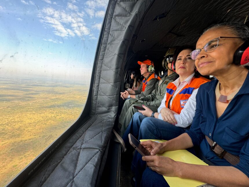 marina-silva-e-simone-tebet-visitam-pantanal-em-dia-de-reducao-expressiva-nos-focos-de-calor