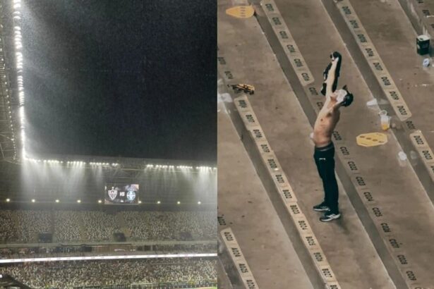 torcedores-do-atletico-mg-vao-a-loucura-e-celebram-chuva-na-arena-mrv;-veja